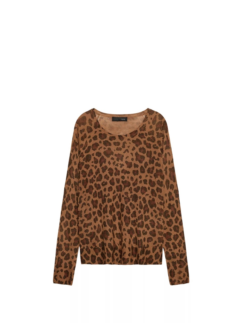 Zara Brown Leopard Print Long Sleeve Sweater